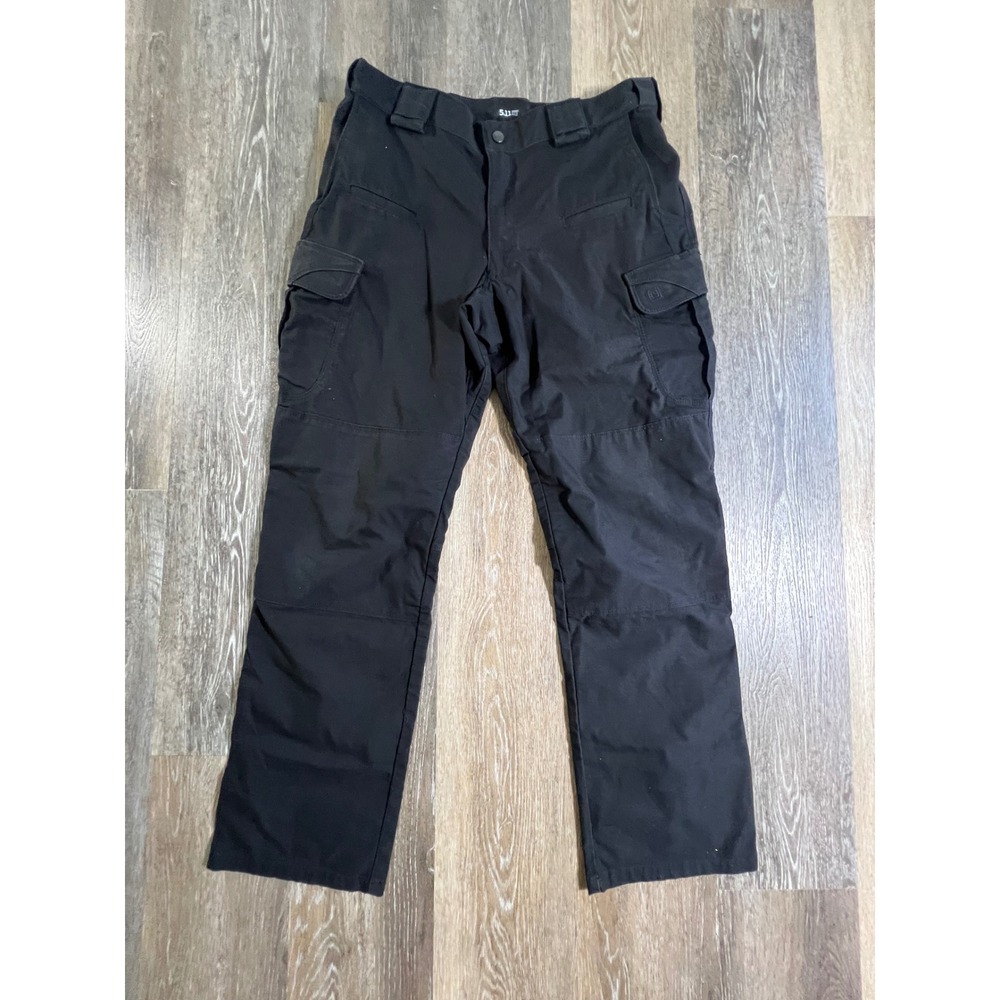 5.11 Tactical Cargo Pants Mens 34x32 Black Ripstop Utility Work Trousers